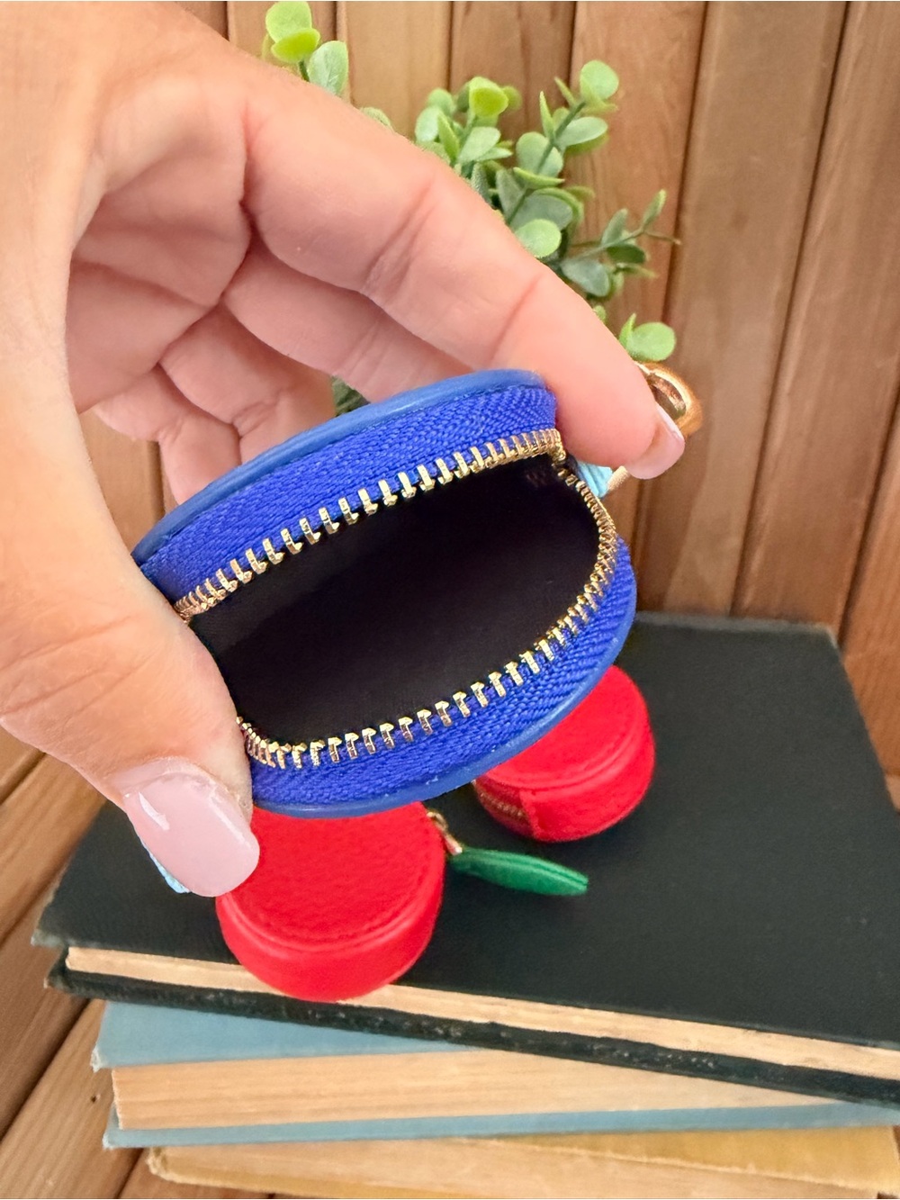 Cherries Or Blueberry Faux Leather Keychain Coin Purse & Charm: Choose ONE - Picture 7 of 7